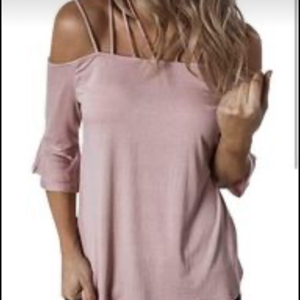 Pink strappy sleeve shirt